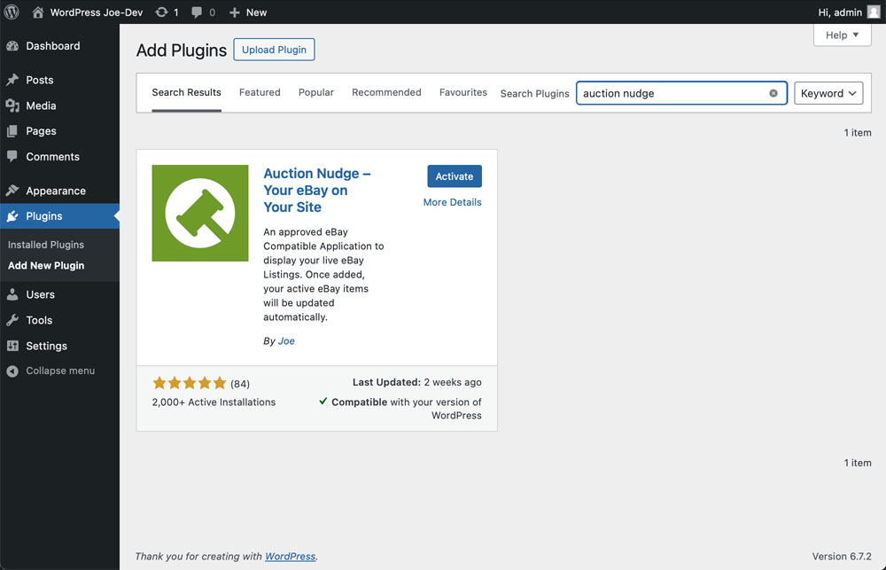 Install the plugin from the WordPress Plugin Directory