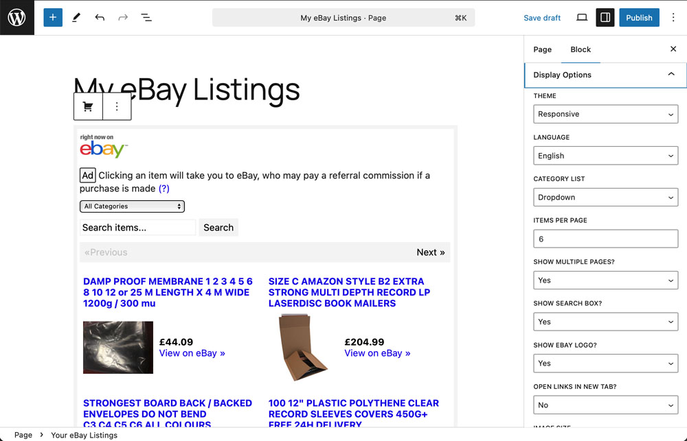 Entering default eBay settings will save you from entering them each time